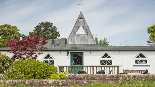 Exterior of Point in View chapel at A la Ronde, Devon